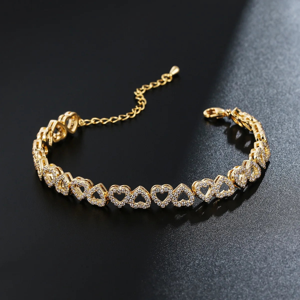Fashion Sweet Love Heart Bracelet for Women Copper Gold-plated Color-preserving Adjustable Bracelet Exquisite Hand Accessories