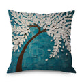 Blue Geometric Red Leaves Cushion Cover Home Sofa Car Decor Cushion Pillow Case