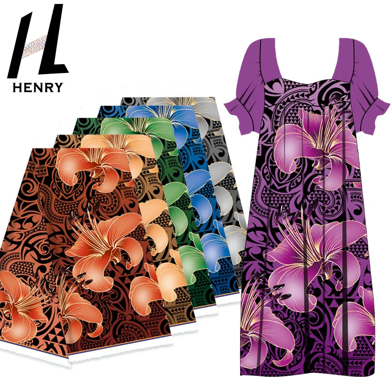 Henry Style Tribe&Floral Pattern 2023 Popular Design Polyester Fabric for Lady&kids Clothing Material Sofy and Breathable