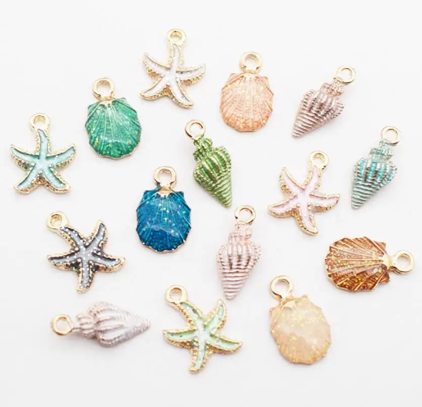 Enamel Sea Shell Star Fish Alloy Charms for Jewelry Making Alloy Designer Charms