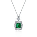 925 Sterling Silver Green Emerald Necklaces Emerald Cut Pendant Necklace for Women