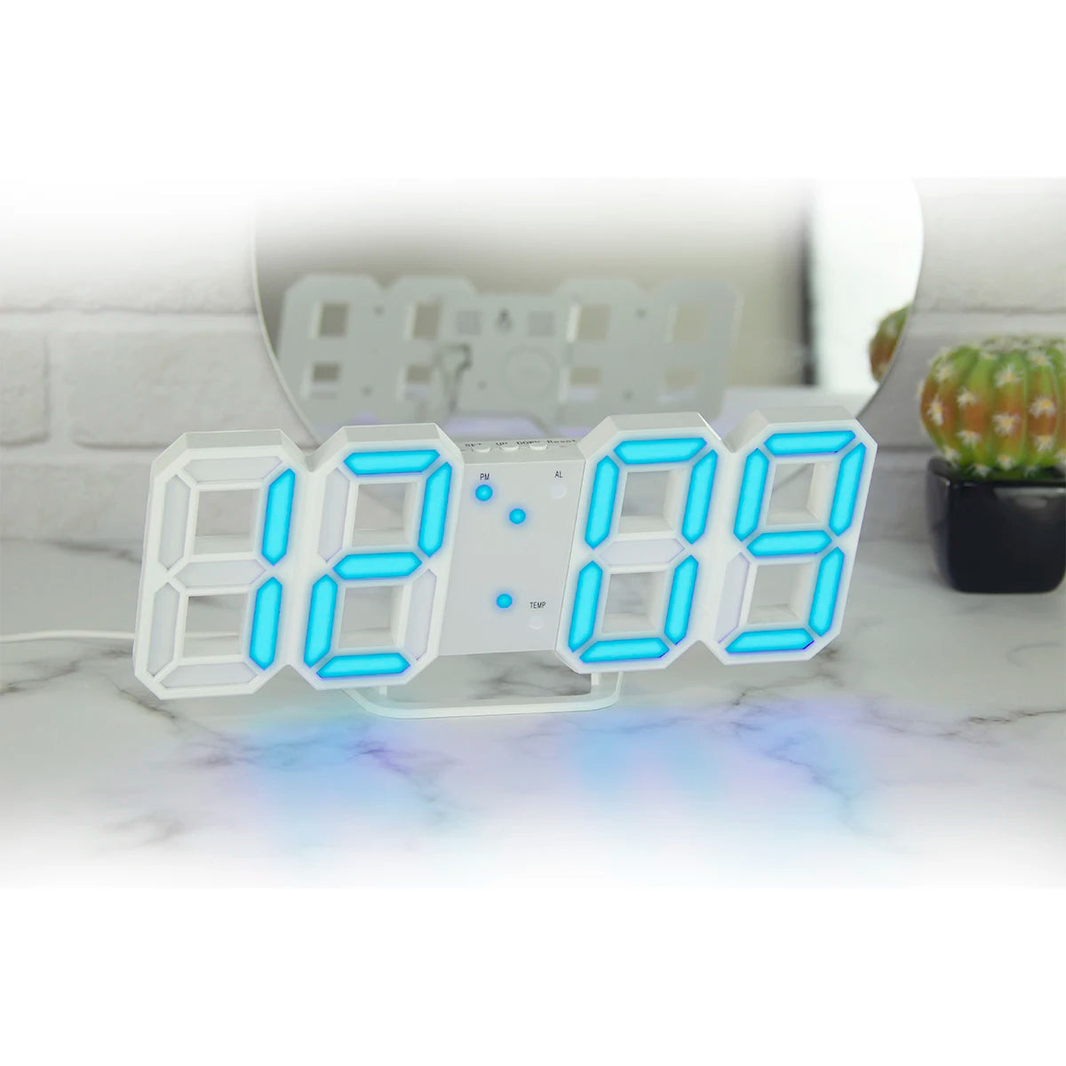 EMAF Korea Luminous 3D LED Table Wall Clock Digital Timer Nightlight Alarm Clock for Warehouse Office Living Room