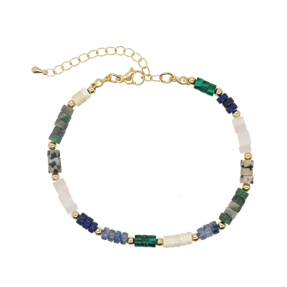 Go2boho Handmade Jewelry Etsy Unisex Bracelet 18K Gold Plated Chain Natural Gemstone Beaded Bracelets for Her Gifts Friendship