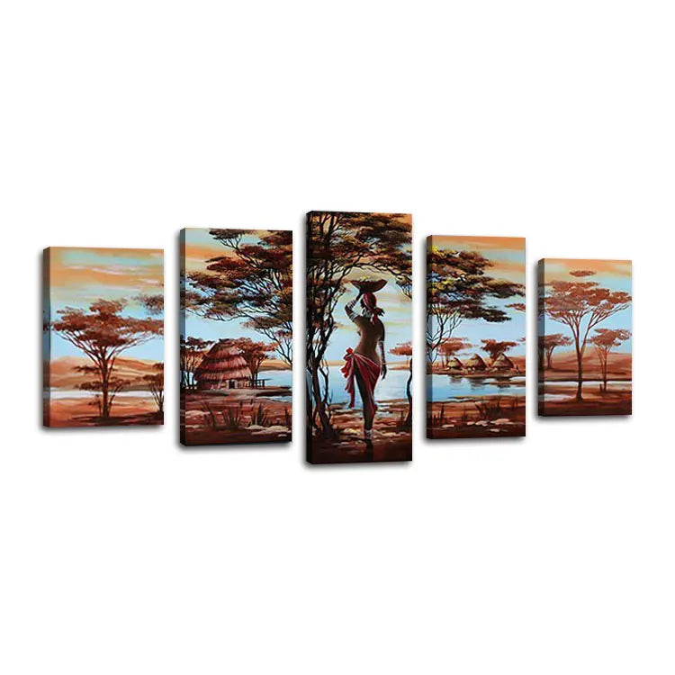 5 Pieces Abstract African Woman Painting for Home Decoration Pieces