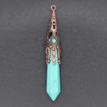 DIY Quartz Stone Lovely Green Turquoise Hexagonal Prism Chakra Charms Pendent Reiki Healing Yoga Crystal Point Stone Pendants Pendulum Ornaments