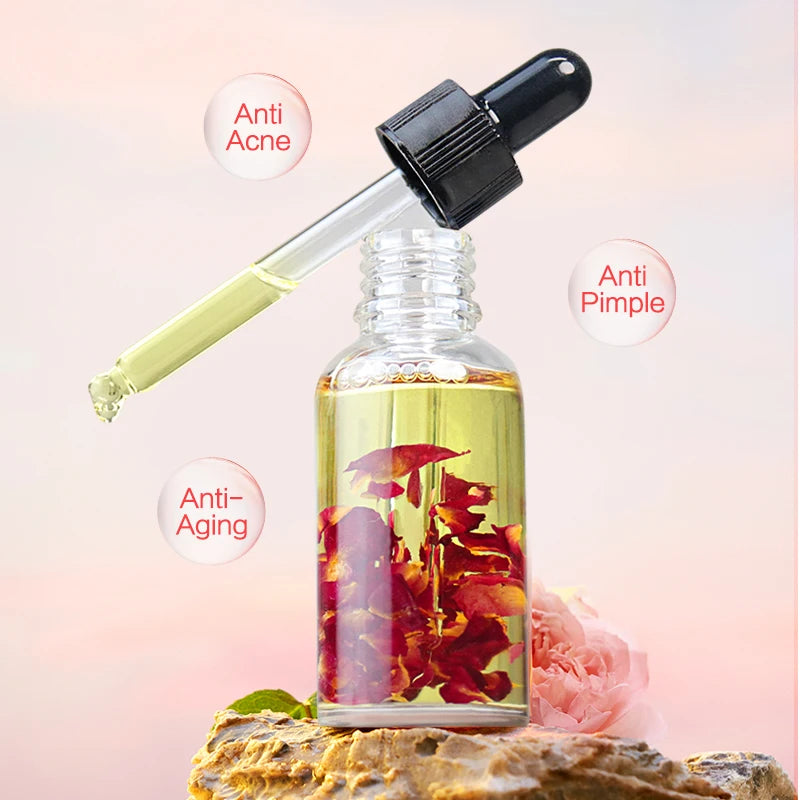 OEM Rose Multi-Use Oil Deep Moisturizing Real Rose Petal Facial Essential Oil for Face Body and Hair