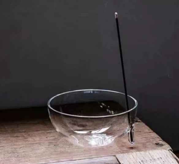 Custom Made Mouth-blown Borosilicate Heat Resistant Transparent Bowl Shape Glass Incense Stick Holder