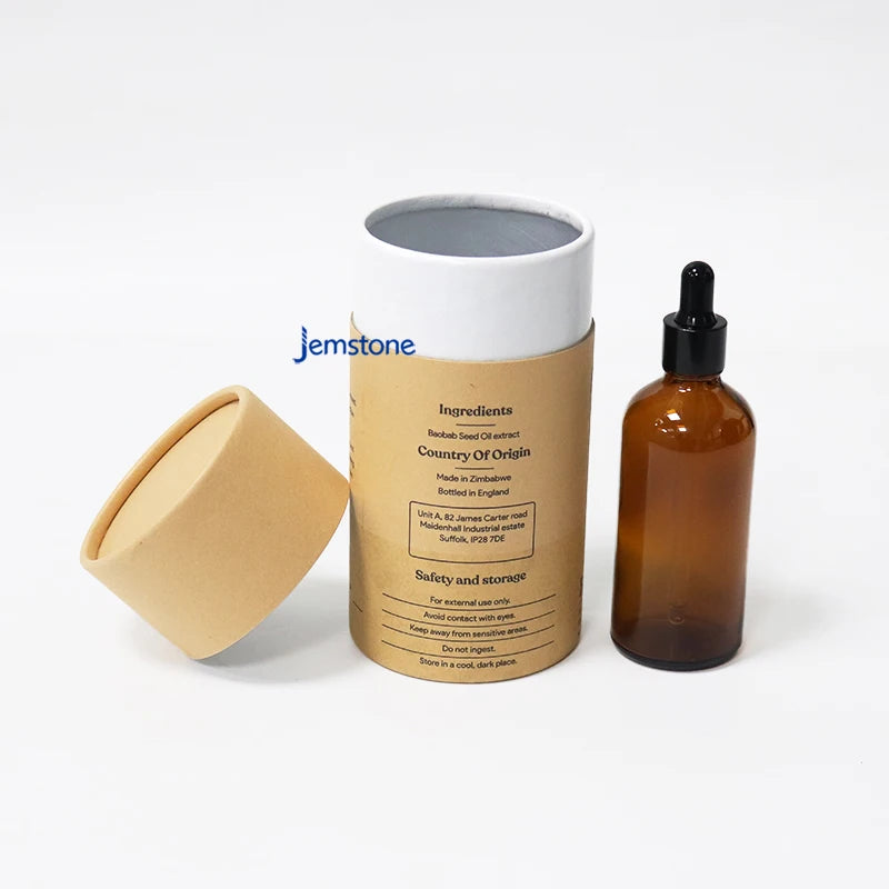 Recycled Biodegradable 10ml 20ml 30ml 50ml 100ml Essential Oil Kraft Paper Tube Packaging Cardboard Tube Paper Box 250 ml
