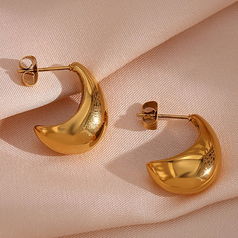 Guarantee Dreamshow Hollow Out Gold Plated Boat Shape Stud Earring Tarnish Free Stainless Steel Jewelry Earings Women