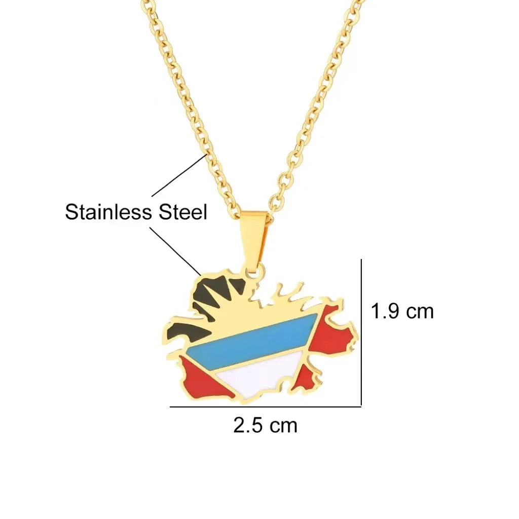 BINSHUO Wholesale Custom Stainless Steel Jewelry Drop Oil Antigua and Barbuda Nation Flag Map Men Pendant Couples Necklace Women