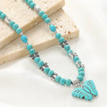 RisingMoon Bohemian Vintage Turquoise Stone Necklace Butterfly Pendant Necklace for Women