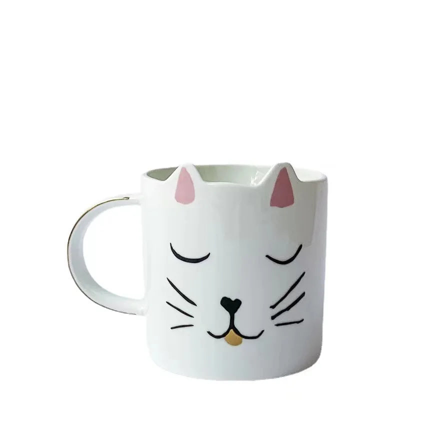 Ceramic Cat Coffee Tea Mug Cute Animal Design Customised Eco-Friendly 450ml White Mug Drinkware Gift for Cat Lovers