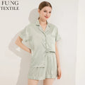 FUNG 3034 Luxury Satin Women's Pajamas Sleepwear Elastic Waist Breathable Romantic Cozy Solid Short Pajamas