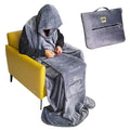 Compact Soft Wearable 4 in 1 Travel Pillow Blanket With Hooded & Pocket Portable Blanket for Airplane Travel