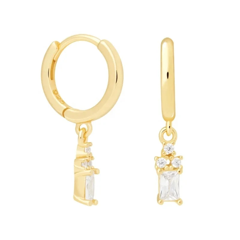 LOZRUNVE Custom Colored Jewelry CZ Baguette Dangling Hoop Earring for Women
