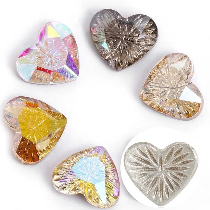 Heart-shaped Relief Three-dimensional Nail Art Crystal Glass Nail Rhinestones for Nail Art