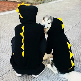 M-6XL Dinosaur Large Dog Labrador Golden Retriever Matching Hoodie for Pets and Humans