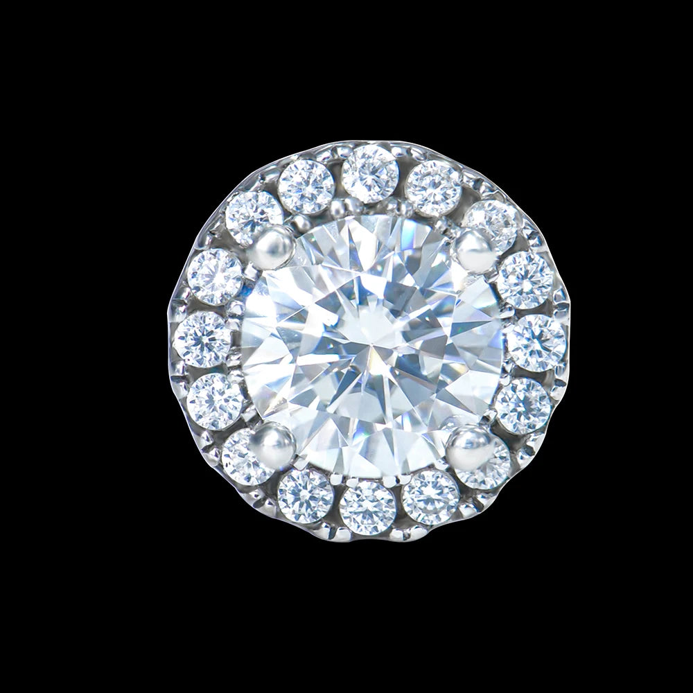 Round Brilliant Earrings Iced Out 5.0mm GRA Moissanite Stud Earrings 925 Silver Fine Jewelry for Women Wedding