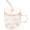 Heat-resistant Glass Straw Cup  Flower Tea Cup Transparent Juice Drink Milk Cup for  Household