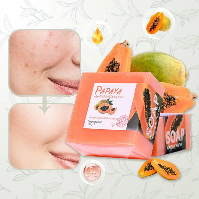 OEM Savon De Visage Organic Papaya Whitening Soap Deep Cleansing Control Oil Solid Face Soap Kojic Papaya Soap Thailand