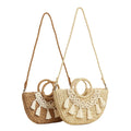 Wholesale Customized Straw Tote Bag Summer Rattan Bag Handmade Woven Circle Bohemia Beach Handbag
