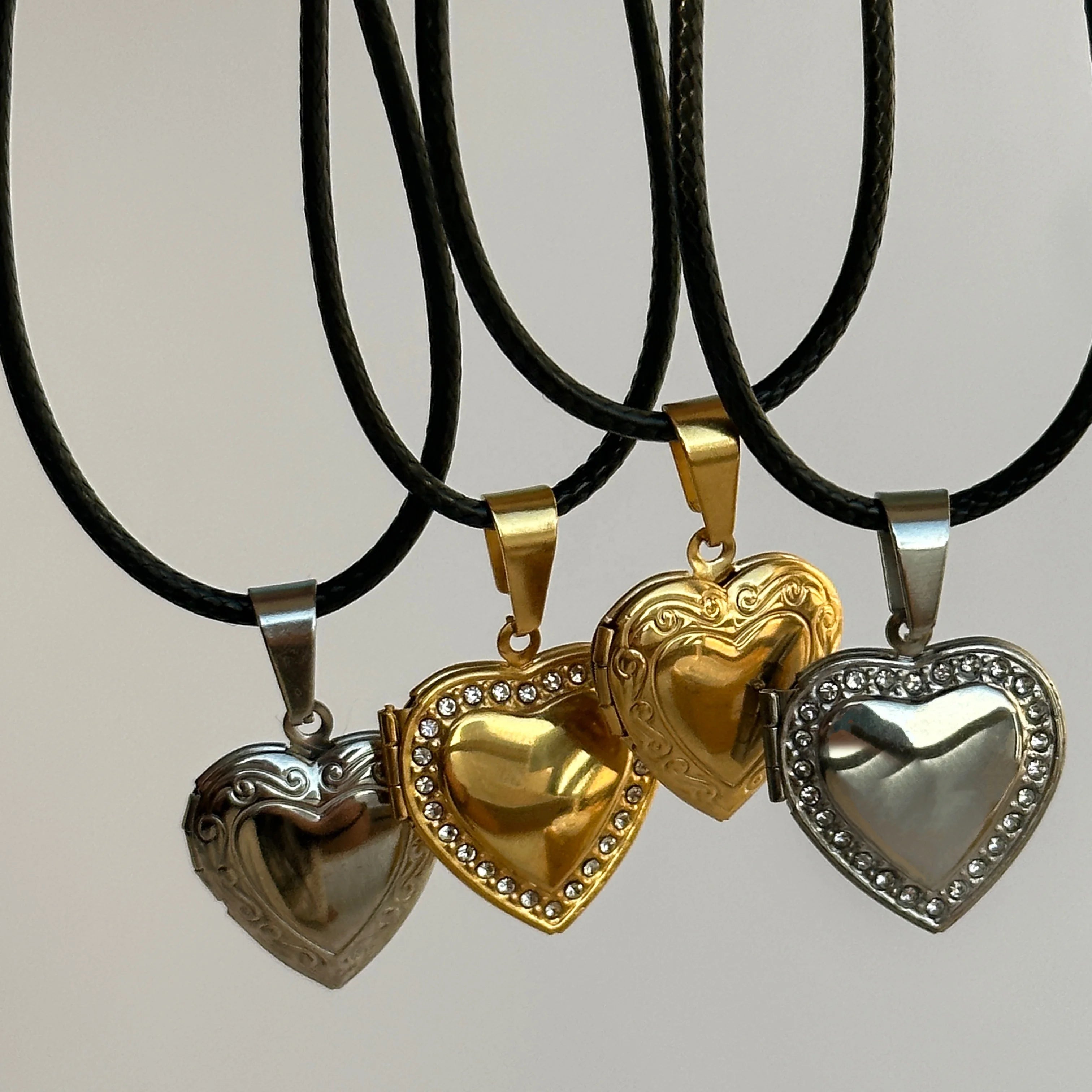 Dazan New 18k Gold Plated Stainless Steel Valentine S Day Diy Love Photo Frame Souvenir Zircon Rope Necklace for Women Gift