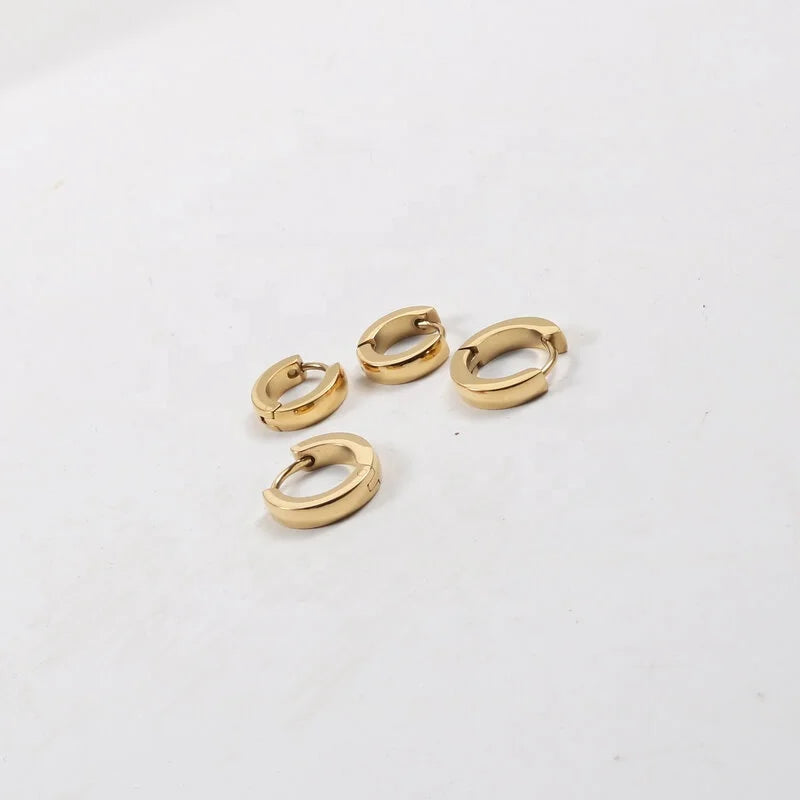 Women Stacking Jewelry 11mm 13mm Dainty Stainless Steel 18k Gold Plating Huggie Hoop Earrings
