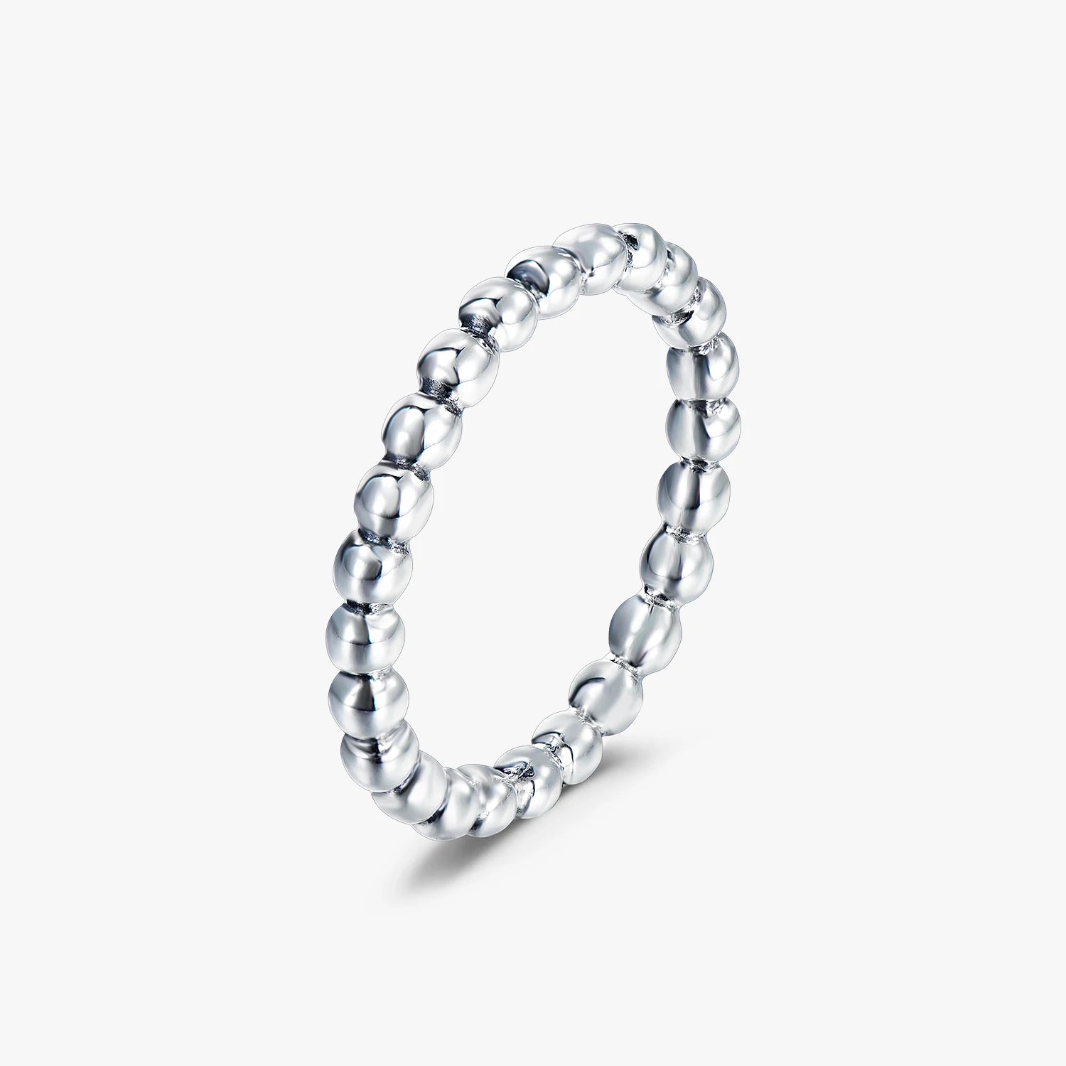 925 Sterling Silver Trendy Simple Stacking Polishing Beaded Eternity Band Rings for Women Girls Party Fine Jewelry