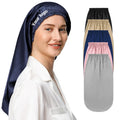 QINGYAN Satin Long Bonnet Hot Selling Women's Satin Hair Sleeping Cap Long Tube with Ruffle Edge Elastic Hair Care Hat