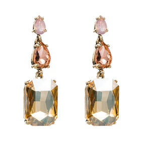 AA016357 Fashion Colorful Rhinestone Drop Earrings Geometric Pendant Statement Earrings S925 Sterling Silver Needle Jewelry