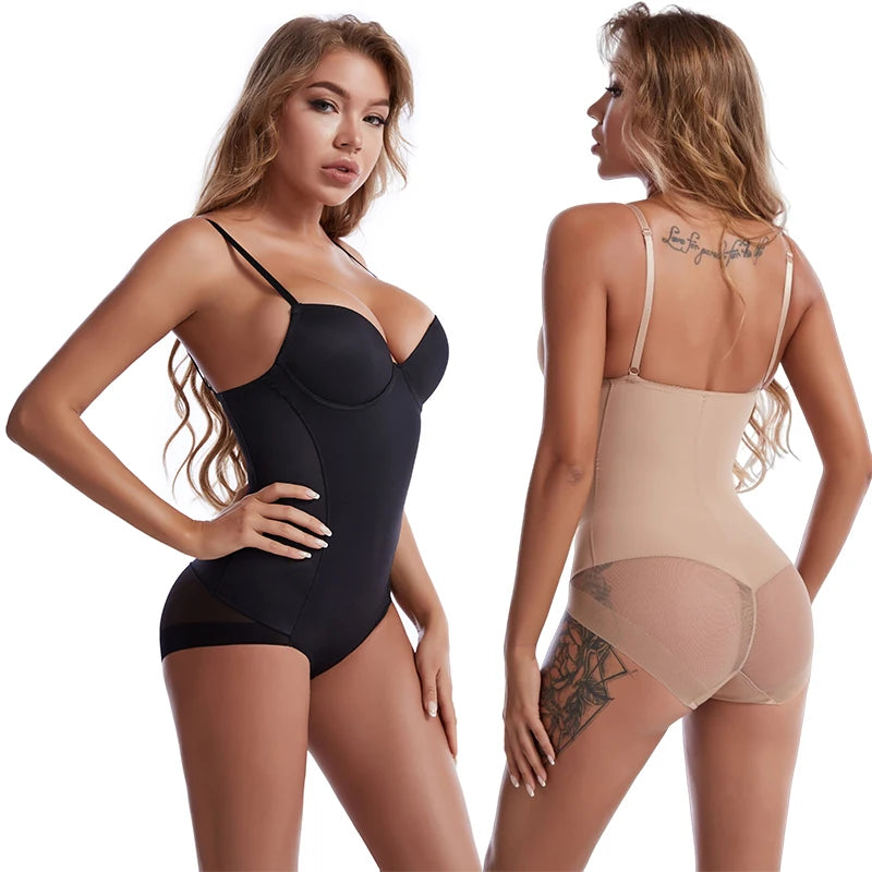 Plus Size Women Shapewear Bodybriefer Tummy Control Bodyshaper Cupped Bodysuit With Underwear Open Hooks Crtoch XXXXL Shaper