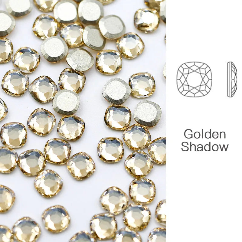 Paso Sico Wholesale Top Quality K9 Glass Square Cushion Diamond Shaped Rhinestone Flat Back for Nail Art Stickers DIY 3d