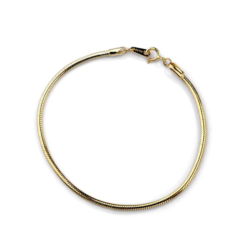 Basic Style Simple Snake Bone Bracelet Silver S925 Sterling Round Snake Chain Bracelet for Women
