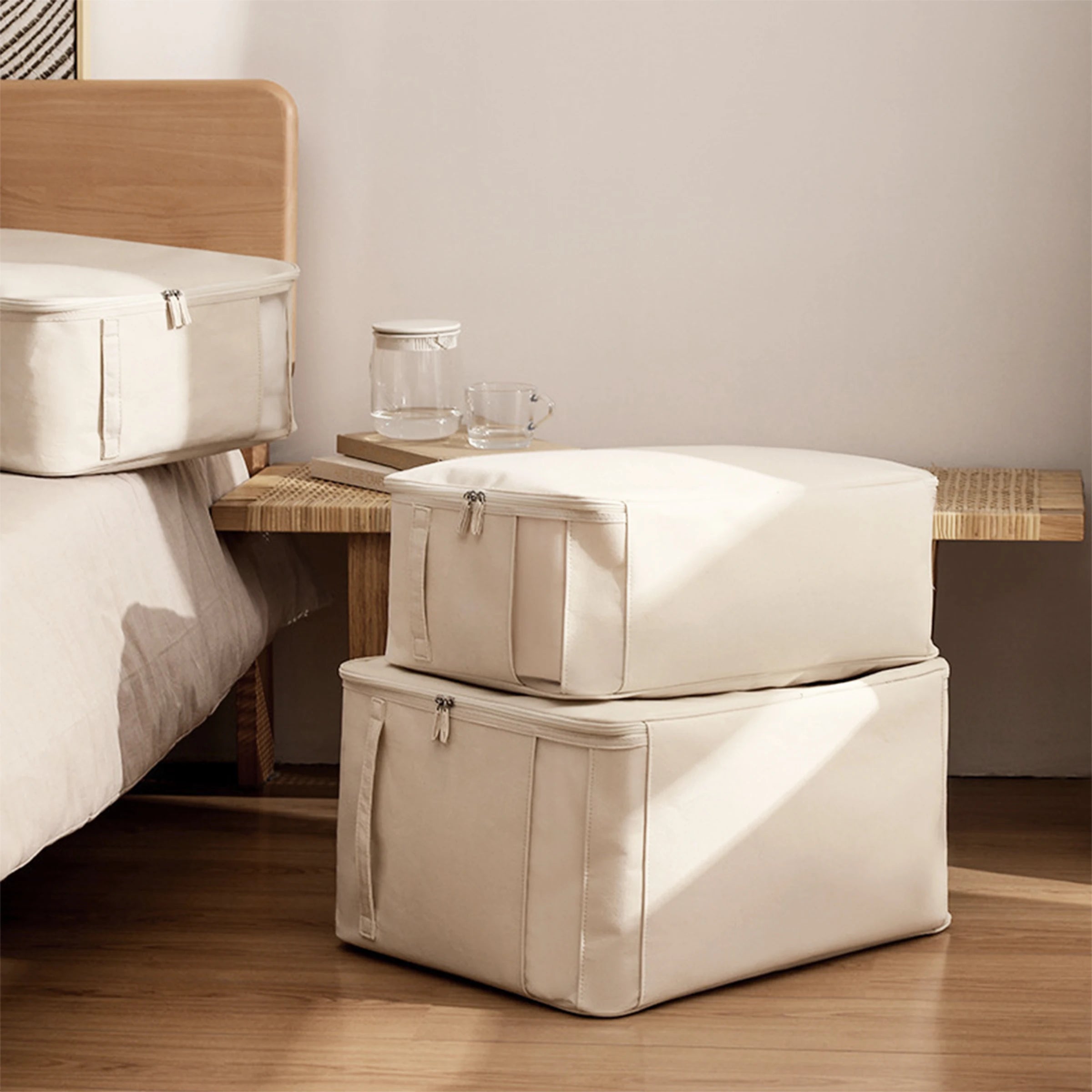 High Quality Foldable Cotton Linen Fabric Clothes Quilt Comforter Underwear Wardrobe Storage Box Organizer Multi-Size Bag