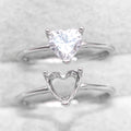 Sterling Silver 6*6/8*8/10*10mm Semi Mount Heart Shape Ring Empty Blank Setting S925 Base Without Center Stone for DIY Inlay