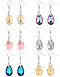 Hotsale Stainless Steel Hook Earring Jewelry Multi-color Oval Shiny Cubic Zirconia Tear Drop Dangle  Earrings for Women Girls