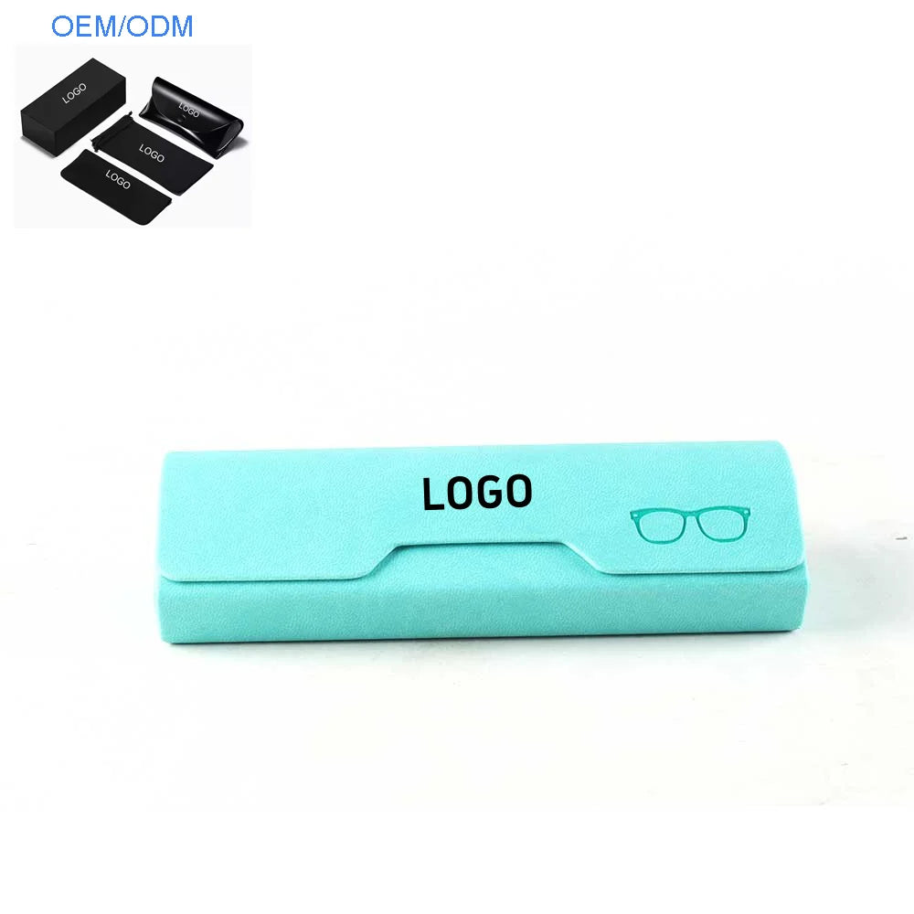 Wholesale Retro Style PU Leather Magnetic Sunglasses Case Portable Rectangle Shape Myopia Glasses Case Logo Pressure Resistant