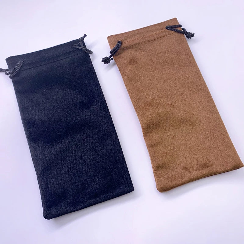 DIYOMR 5 Pack Glasses Case Pouch Portable Sunglasses Bags Multiple Color Storage Pouch Drawstring Organizer Bag (Line)