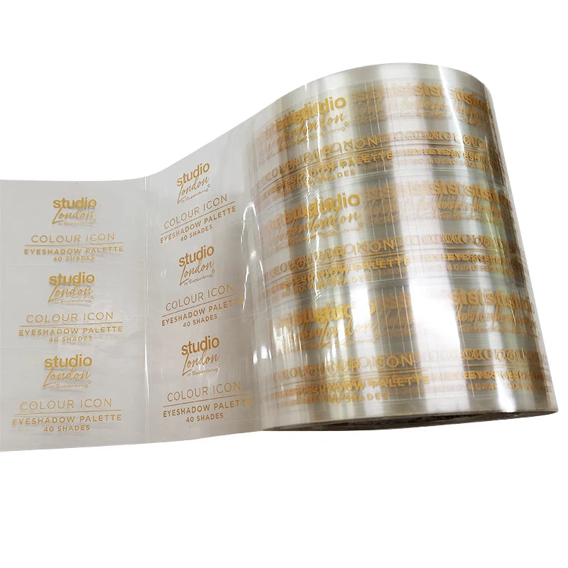 Custom clear Gold Waterproof Label Sticker Metallic Aluminum Adhesive Cosmetic Bottle Packaging Sticker Label