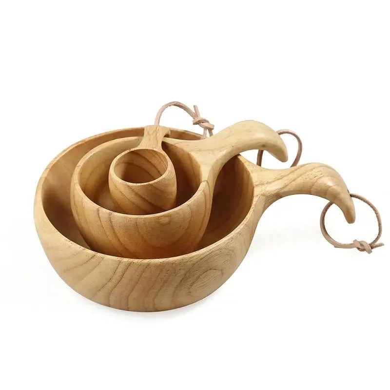 IRONDONKEY Modern Housewife Creative Portable Solid Wood Drink Outdoor Rubber Wood Coffee Finland Cup