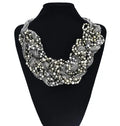 Statement Necklace for Women Handmade Multi-layer Beaded Choker Silver Black Color