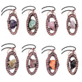 Antique Copper Eye Pendant Natural Raw Rough Crystal Inlay Adjustable Wax Cord Necklace Vintage Healing Crystal Jewelry Gift