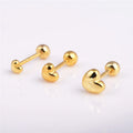 Tiny Gold Platinum Plated 925 Sterling Silver Heart Cartilage Earrings Peach Heart Screw Back Studs Earrings 3mm 4mm 5mm