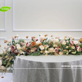 GNW Artificial Flower Table Centerpieces Table Runner Design Foliage With Rose for Wedding Decoration