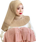 Prevailing Style Scarves Women Wear Daily Matches Pleated Design With Pearls Chiffon Hijab Muslim Women Shawl Hijabs