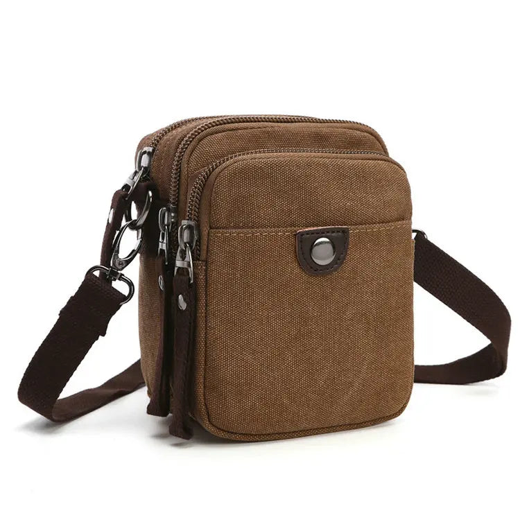 Custom Mini Small Washed Vintage Cotton Canvas Side Chest Sling Crossbody Luggage Travel Shoulder Messenger Bag for Men Women