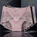 Woman Seamless Lace Underwear One Piece Mid Waist Panties Back With Lace Brief Traceless Underwear Women Ice Silk Panties