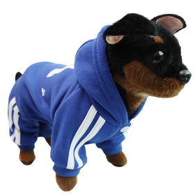 Wholesale Custom Logo Pattern Pet Clothes Fashion Sport Style Winter Four-Legged Sweater Buttoned Dog Hoodies
