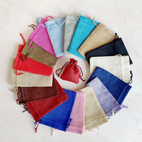 High Quality Custom Logo Printed Natural Linen Storage Jute Drawstring Bags Package Small Pouch Home Organize Sacks