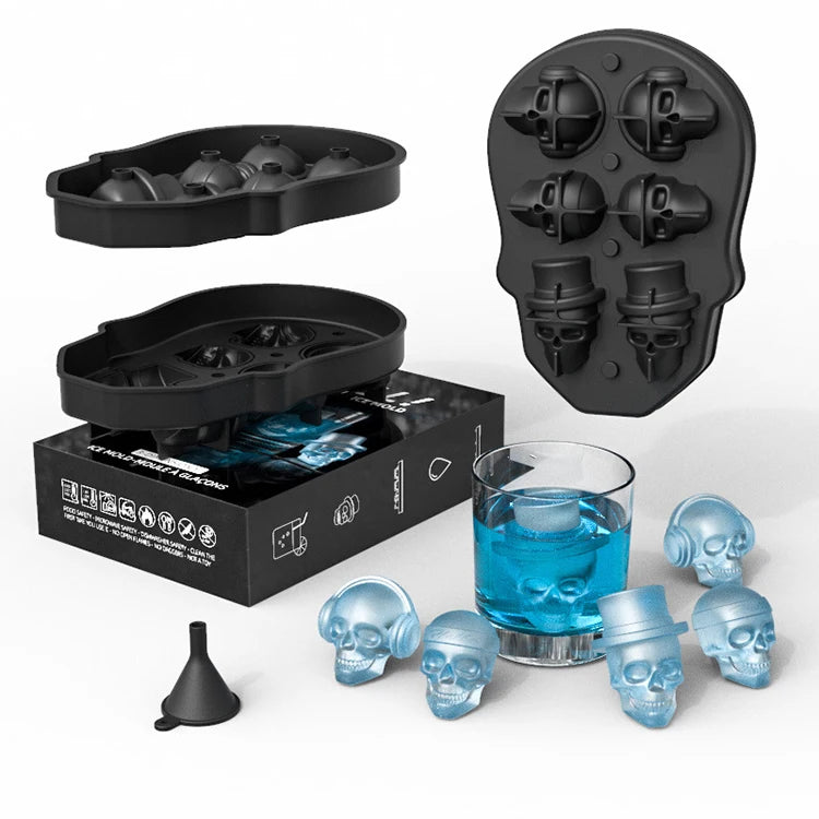 YS DIY Skull Shaped Silicone Ice Bar Mould Popsicle Mold Bar Whiskey Ice Cube Maker Ice Tray Kitchen Gadget Customization LOGO